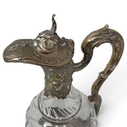 Cut crystal ewer with a vermeil (950) mount,...