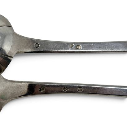 Set of two silver (950) stew spoons, with...