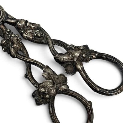Pair of silver-plated grape-harvesting shears...
