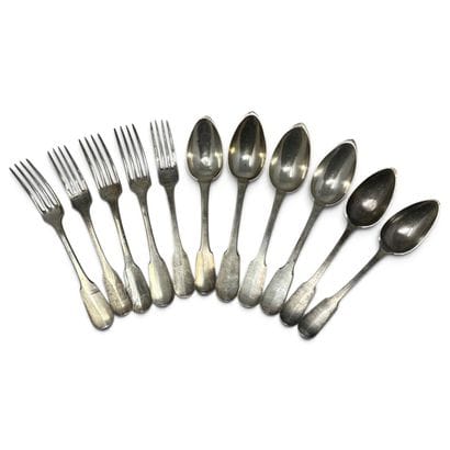 Set of three table forks and four soup spoons...