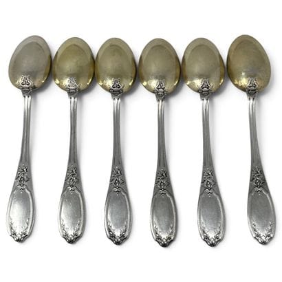 RAVINET D'ENFER
Set of six silver (800) dessert...