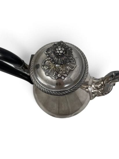 Baluster-shaped silver teapot (at least 925)...