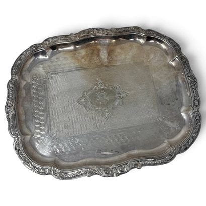 A multi-lobed serving tray in silver-plated...
