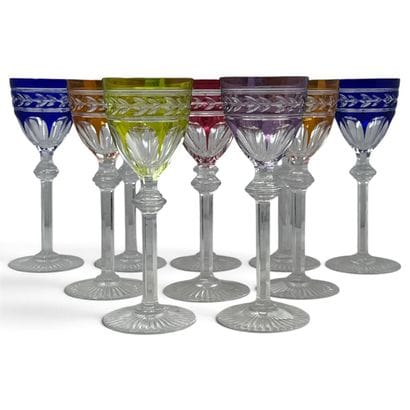 Baccarat
Ten cut crystal wine glasses, Jonzac...