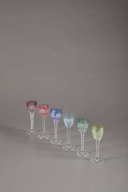 SAINT-LOUIS
Suite of 6 colored cut crystal...
