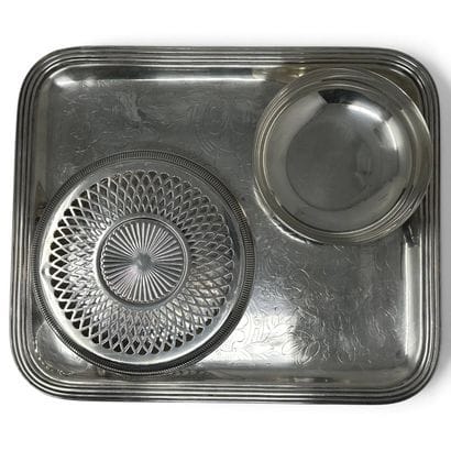 Set of three silver plated pieces:
- Christofle....