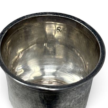 Set of two silver (950) liqueur glasses decorated...