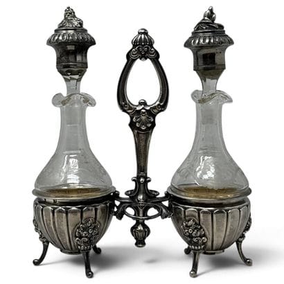 Silver (950) oil and vinegar set consisting...