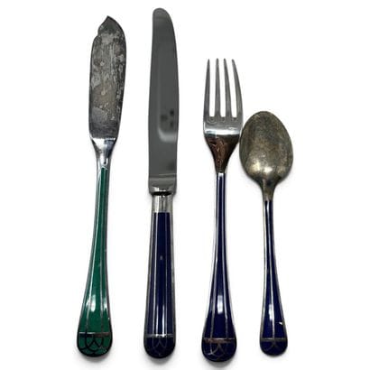 CHRISTOFLE
Silver plated and marbled blue...