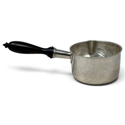 Small silver saucepan with a spout and a...