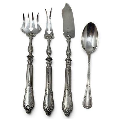 A set of four silver pieces (950), including...