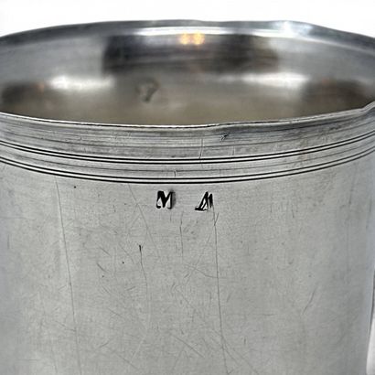 Set of two silver (950) liqueur glasses decorated...