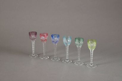 SAINT-LOUIS
Suite of 6 colored cut crystal...