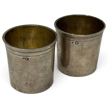 Set of two silver (950) liqueur glasses with...