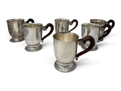 CHRISTOFLE
Set of six large cups on silver-plated...