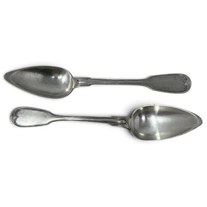 Two silver (950) soup spoons with a fluted...