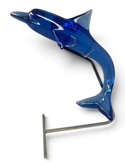DAUM France
Large blue-tinted cast crystal...