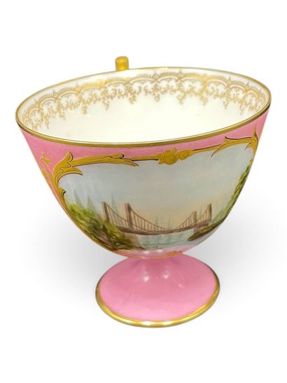 A set of three porcelain cups and saucers...