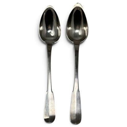 Set of two silver (950) stew spoons, with...