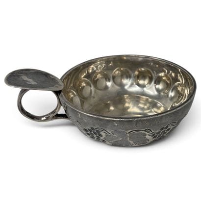 Silver (950) wine glass with repoussé decoration...