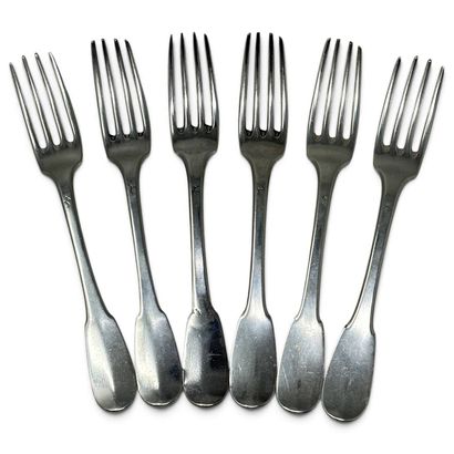 Set of 6 silver forks (950), with the handle...