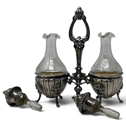 Silver (950) oil and vinegar set consisting...
