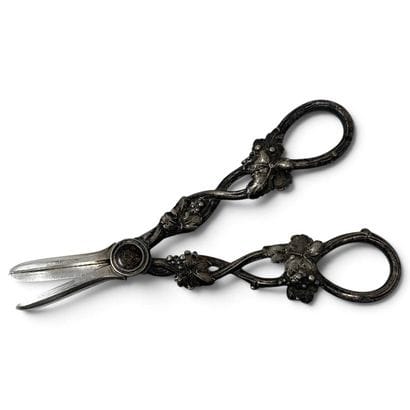 Pair of silver-plated grape-harvesting shears...