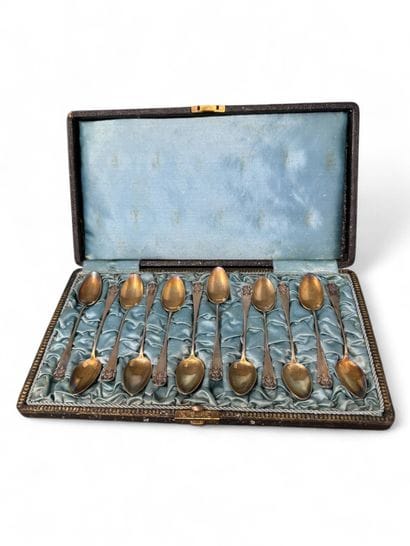 12 Minerva silver (925) dessert spoons with...