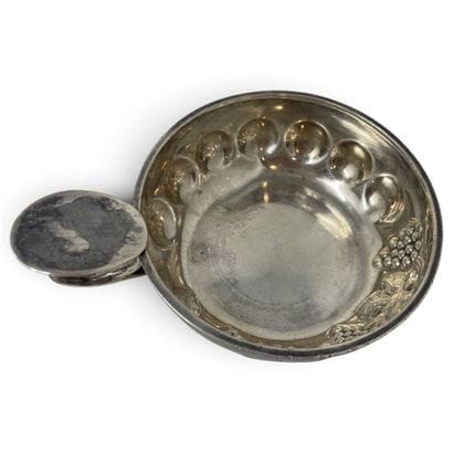 Silver (950) wine glass with repoussé decoration...