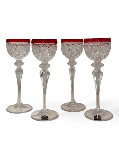Saint-Louis
Four cut crystal Rhine glasses,...