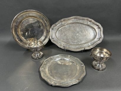 Set of silver plated metal pieces including:
-...