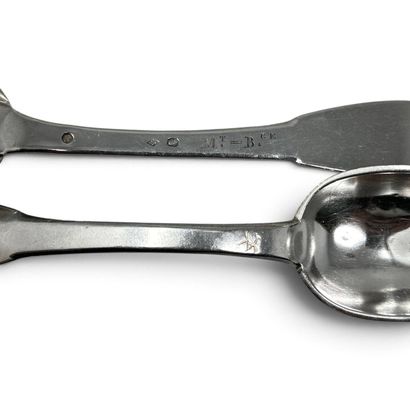 Set of 13 silver (950) soup spoons, with...