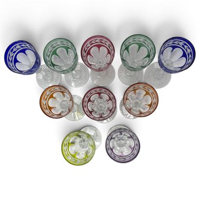 Baccarat
Ten cut crystal wine glasses, Jonzac...