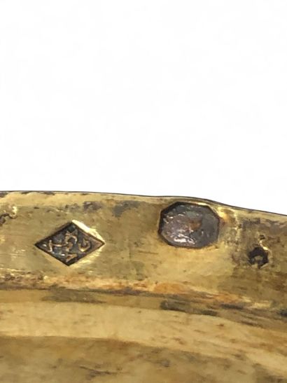 Mug and saucer in vermeil (950), decorated...