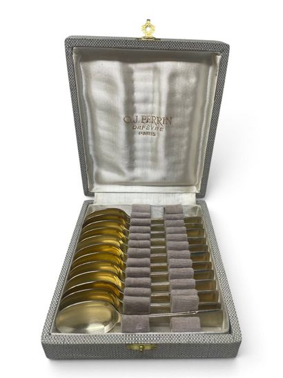 RAVINET DENFER for OJ Perrin
Set of 12 gold-plated...