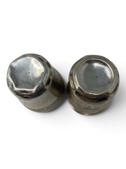 A set of two silver (950) goblets, one decorated...
