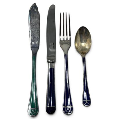 CHRISTOFLE
Silver plated and marbled blue...