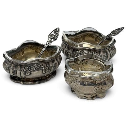Set of two silver (950) salt cellars with...
