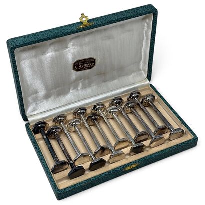 Twelve silver plated metal knife holders...