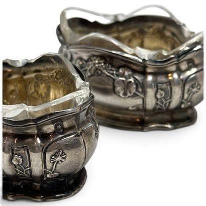 Set of two silver (950) salt cellars with...