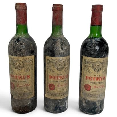 3 bottles of PETRUS, Pomerol 1974 (es, 2...
