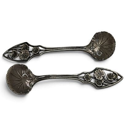 Set of two silver (950) salt cellars with...