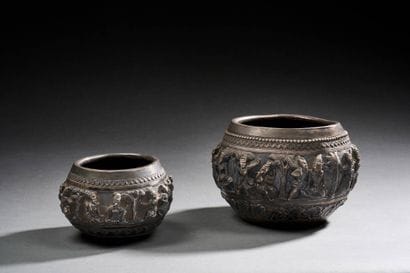 THAILANDE - Vers 1900
Deux bols en argent...