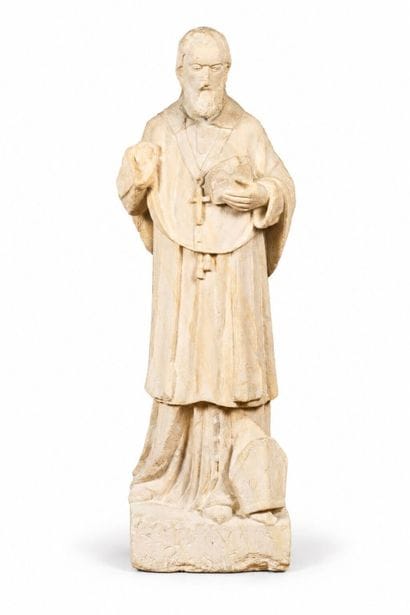 Saint François de Sales en pierre calcaire...