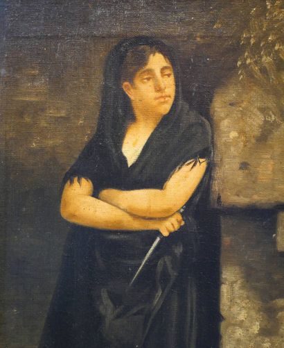 École du XIXe siècle
Femme au poignard
Huile...