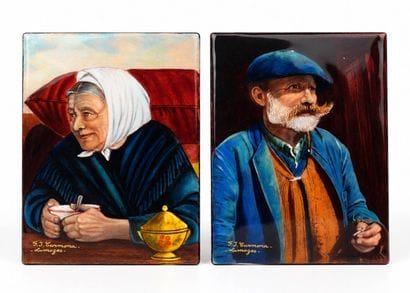 F. J. CARMONA - LIMOGES
Paire de plaques...