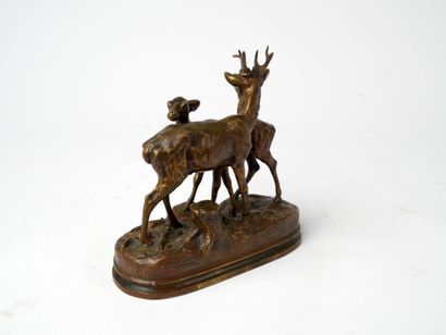 Alfred DUBUCAND (1828-1894)
Cerf et biche.
Groupe...