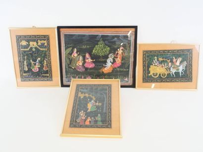 INDE - XXe siècle
Ensemble de trois gouaches...