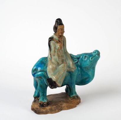 CHINE, XXe siècle
Groupe en grès émaillé...