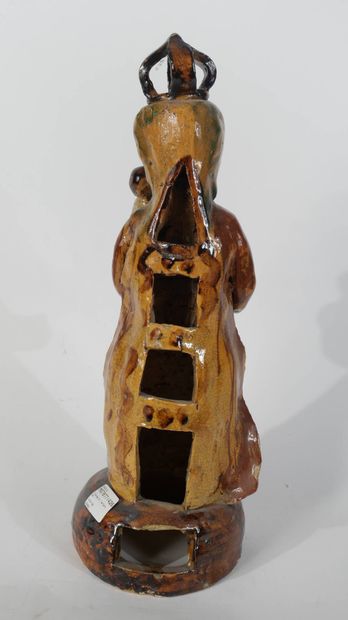 Vierge à l'enfant, 
Sculpture en grès émaillé...